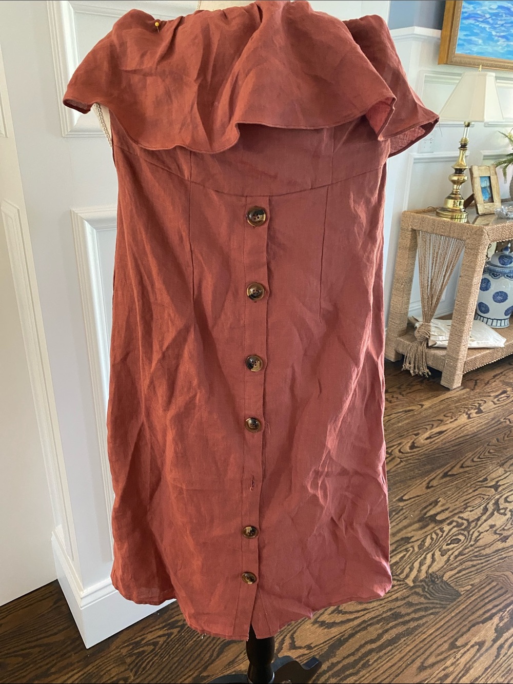 Oliveaceous Rust-Tone Dress with Branded Label